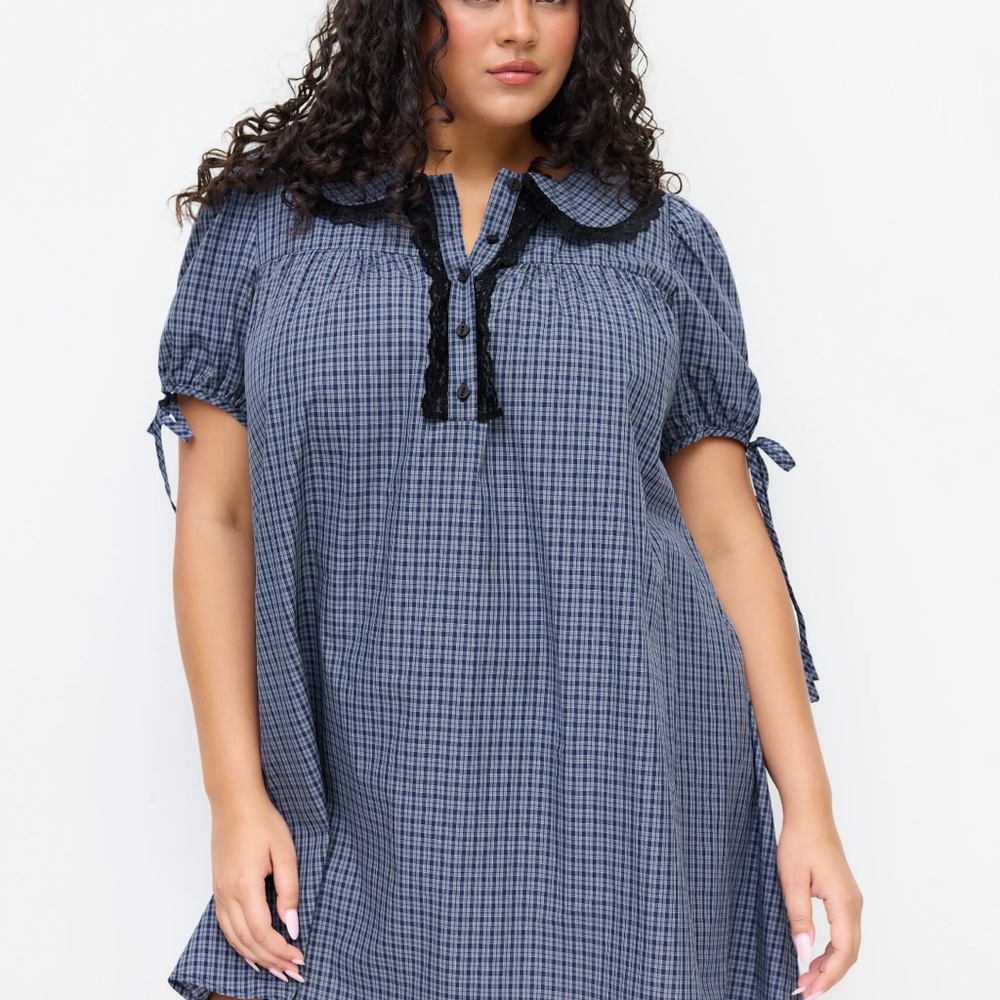 Cider Blue Plaid Mini Dress